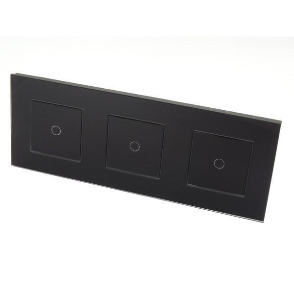 I LumoS PRO Black Glass Frame & Black Insert LED Smart Wi-Fi On/Off Touch Light Switches