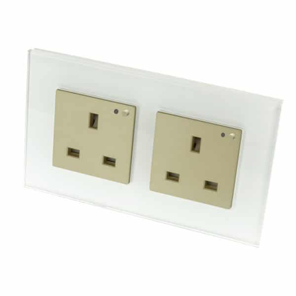 I LumoS PRO Smart Wi-Fi White Glass Frame Switched UK 13A Double Socket