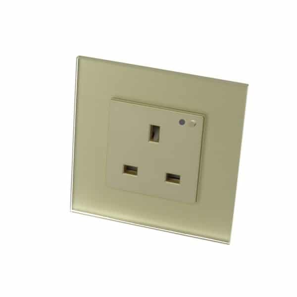 I LumoS PRO Smart Wi-Fi Gold Glass Frame Switched UK 13A Single Socket