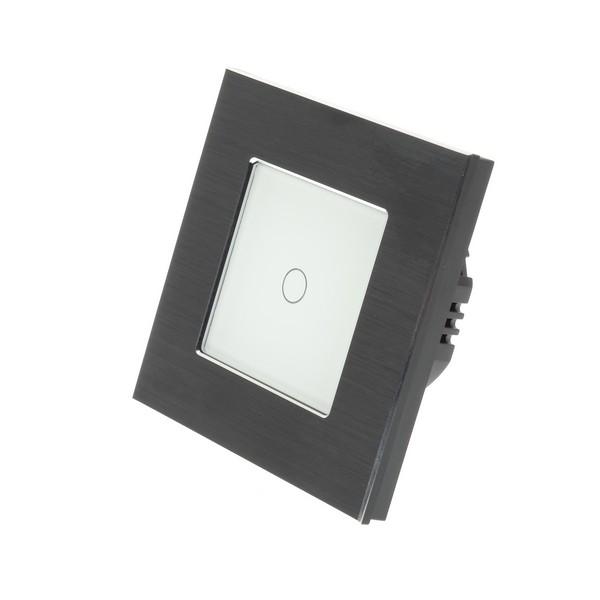 I LumoS PRO Black Brushed Aluminium Frame & White Insert LED Smart Wi-Fi On/Off Touch Light Switches