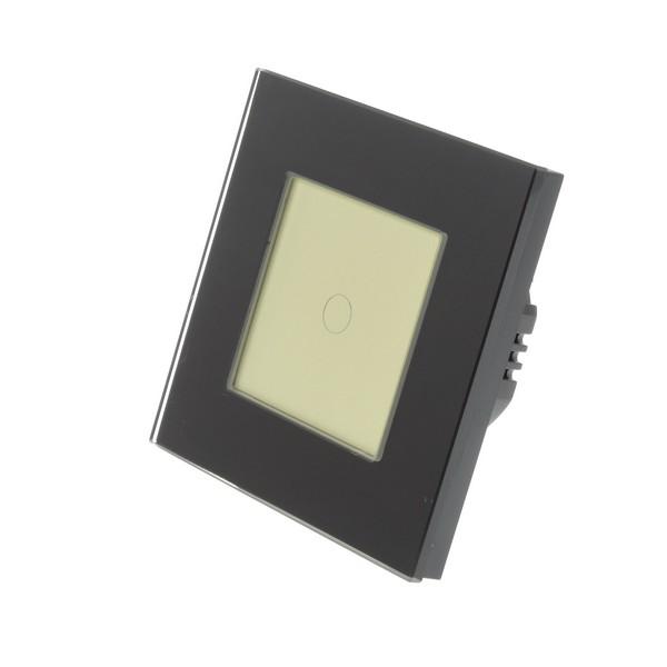 I LumoS PRO Black Glass Frame & Gold Insert LED Smart Wi-Fi On/Off Touch Light Switches