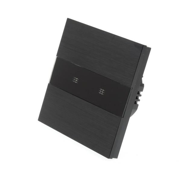 I LumoS PRO Black Brushed Aluminium Panel LED Smart Wi-Fi On/Off Touch Light Switches