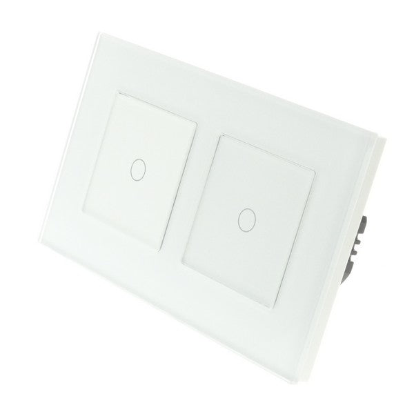 I LumoS Luxury White Glass Double Frame Touch WIFI Dimmer & WIFI On/off Combination LED Light Switches