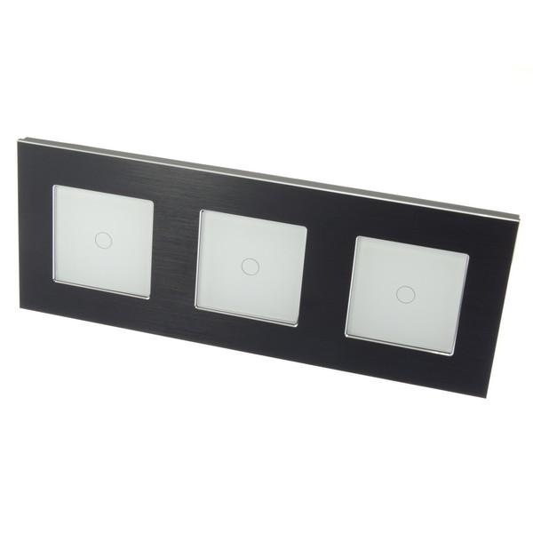 I LumoS PRO Black Brushed Aluminium Frame & White Insert LED Smart Wi-Fi On/Off Touch Light Switches