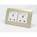 Gold Plastic Double Frame with white insert of double switched neon uk socket