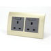 Gold Plastic Double Frame with dark grey insert of double switched neon uk socket