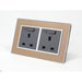 Gold Satin Metal Double Frame with dark grey insert of double neon switched uk socket
