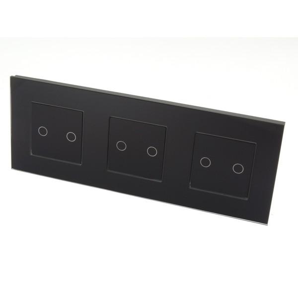 I LumoS PRO Black Glass Frame & Black Insert LED Smart Wi-Fi On/Off Touch Light Switches