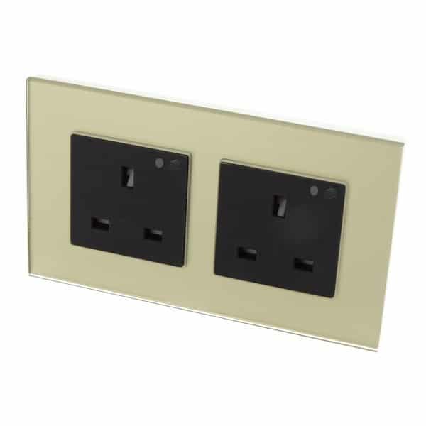 I LumoS Gold Glass Frame WIFI RF Switched UK 13A Double Socket