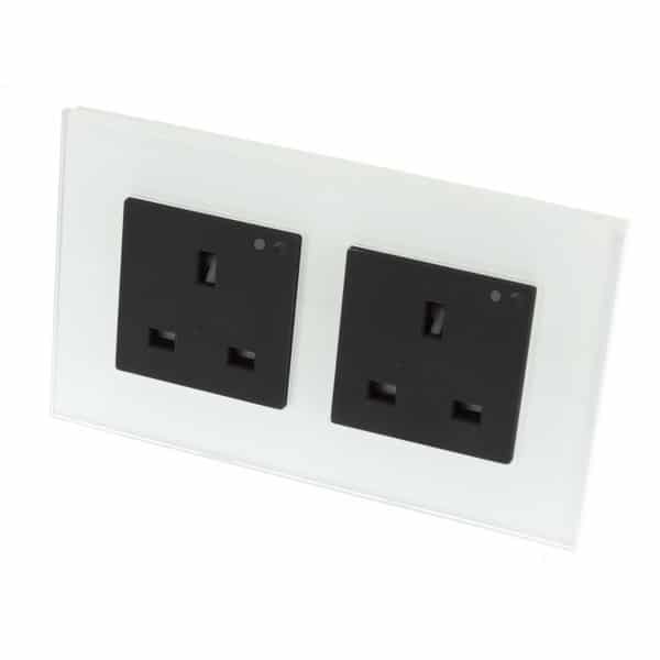 I LumoS PRO Smart Wi-Fi White Glass Frame Switched UK 13A Double Socket