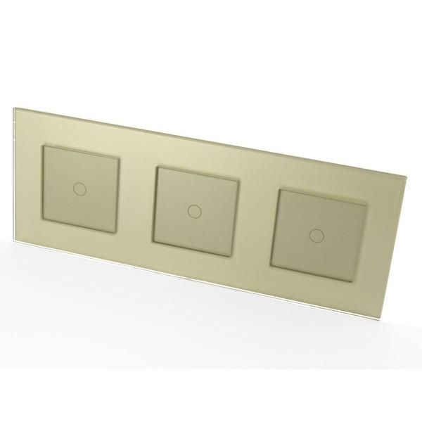 I LumoS PRO Gold Glass Frame & Gold Insert LED Smart Wi-Fi On/Off Touch Light Switches