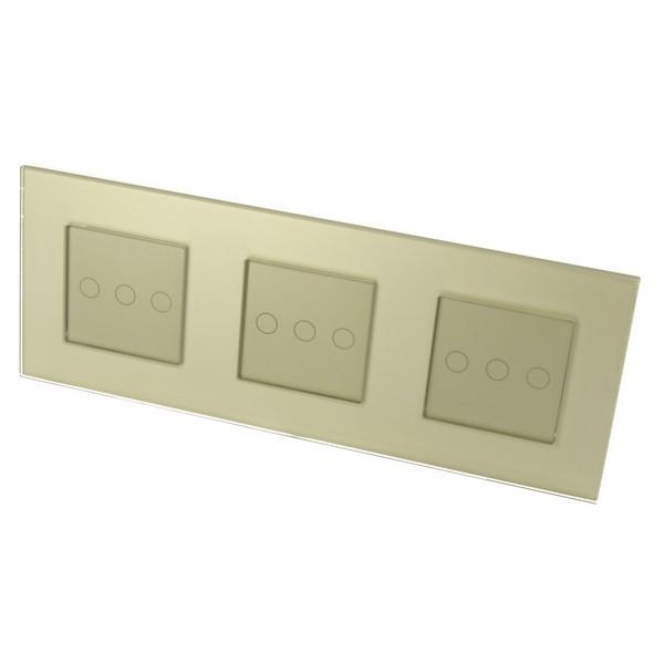 I LumoS PRO Gold Glass Frame & Gold Insert LED Smart Wi-Fi On/Off Touch Light Switches