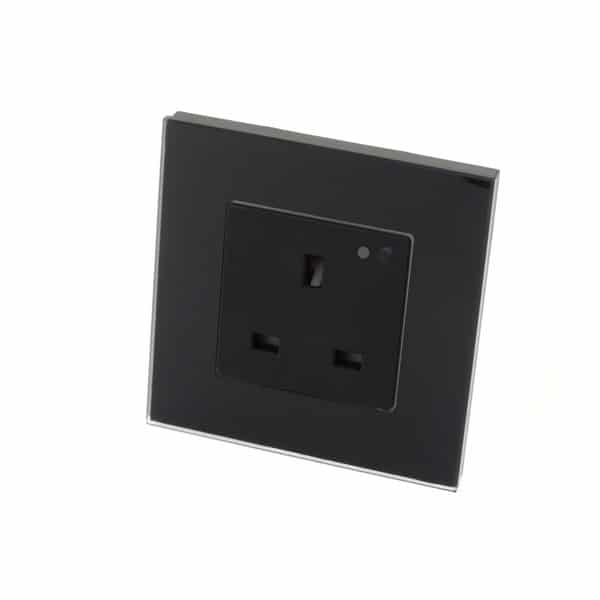 I LumoS PRO Smart Wi-Fi Black Glass Frame Switched UK 13A Single Socket