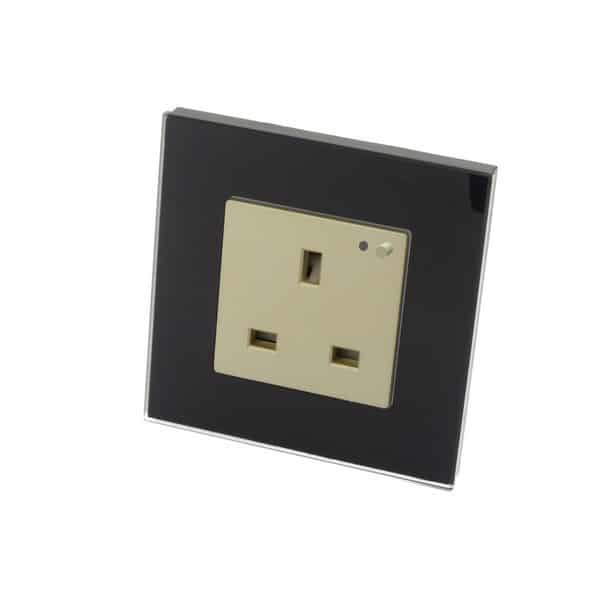 I LumoS Black Glass Frame WIFI RF Switched UK 13A Single Socket