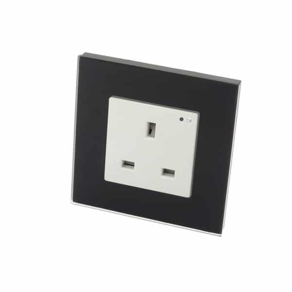 I LumoS Black Glass Frame WIFI RF Switched UK 13A Single Socket
