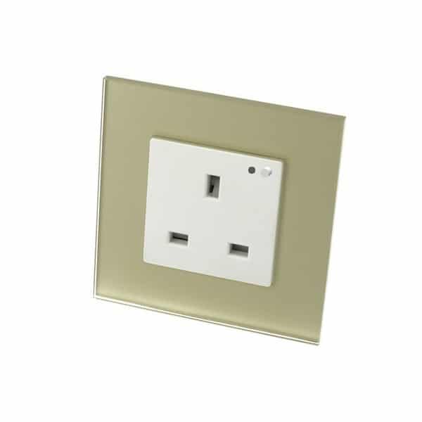 I LumoS PRO Smart Wi-Fi Gold Glass Frame Switched UK 13A Single Socket
