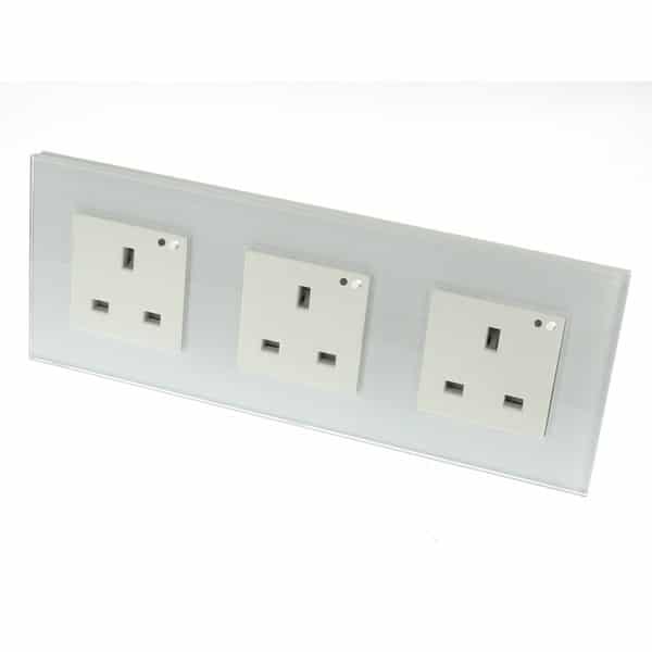 I LumoS White Glass Frame WIFI RF Switched UK 13A Triple Socket