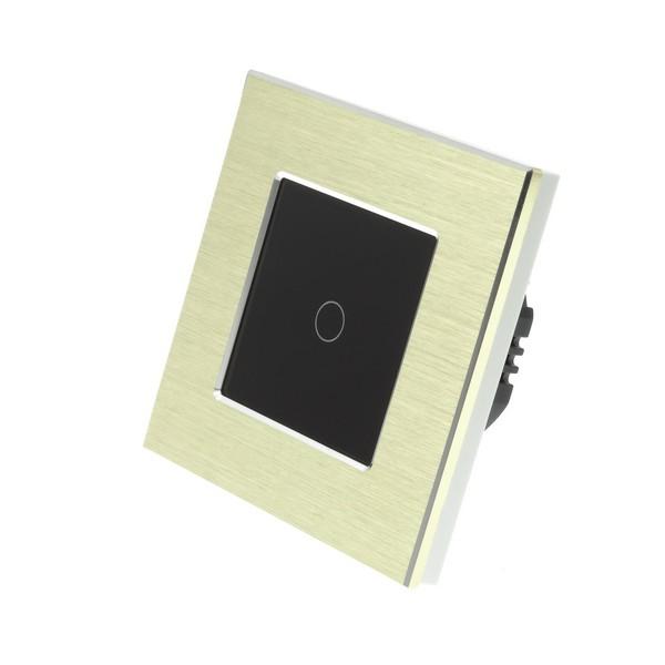 I LumoS PRO Gold Brushed Aluminium Frame & Black Insert LED Smart Wi-Fi On/Off Touch Light Switches