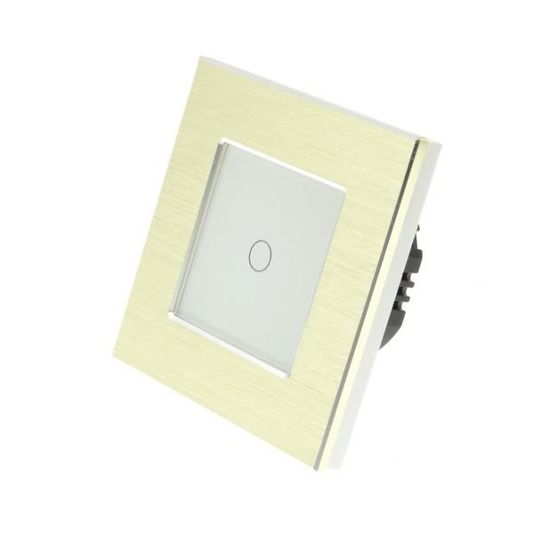 I LumoS PRO Gold Brushed Aluminium Frame & White Insert LED Smart Wi-Fi On/Off Touch Light Switches