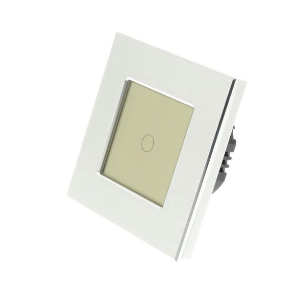 I LumoS PRO Silver Brushed Aluminium Frame & Gold Insert LED Smart Wi-Fi On/Off Touch Light Switches