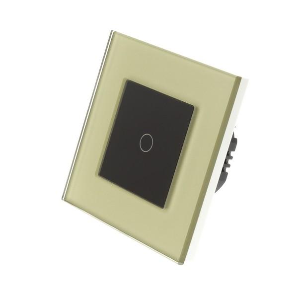 I LumoS PRO Gold Glass Frame & Black Insert LED Smart Wi-Fi On/Off Touch Light Switches