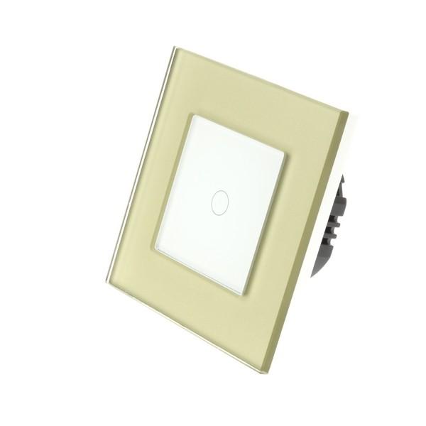 I LumoS PRO Gold Glass Frame & White Insert LED Smart Wi-Fi On/Off Touch Light Switches