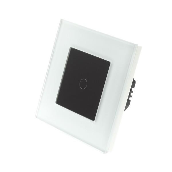 I LumoS PRO White Glass Frame & Black Insert LED Smart Wi-Fi On/Off Touch Light Switches