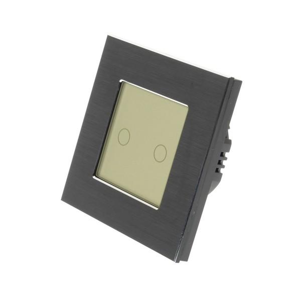 I LumoS PRO Black Brushed Aluminium Frame & Gold Insert LED Smart Wi-Fi On/Off Touch Light Switches