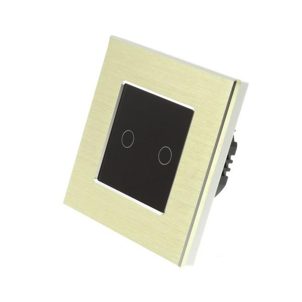 I LumoS PRO Gold Brushed Aluminium Frame & Black Insert LED Smart Wi-Fi On/Off Touch Light Switches