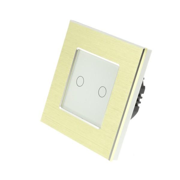 I LumoS PRO Gold Brushed Aluminium Frame & White Insert LED Smart Wi-Fi On/Off Touch Light Switches