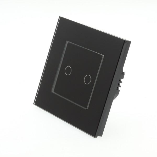 I LumoS PRO Black Glass Frame & Black Insert LED Smart Wi-Fi On/Off Touch Light Switches