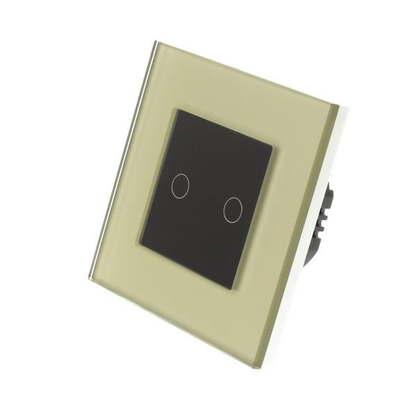 I LumoS PRO Gold Glass Frame & Black Insert LED Smart Wi-Fi On/Off Touch Light Switches