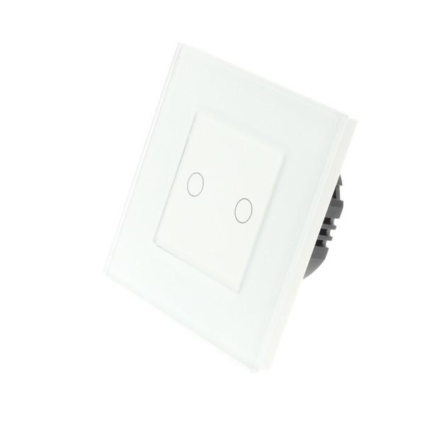 I LumoS PRO White Glass Frame & White Insert LED Smart Wi-Fi On/Off Touch Light Switches