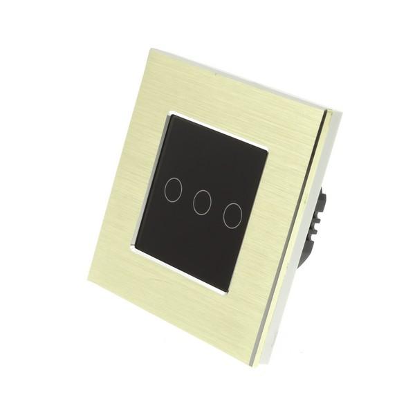 I LumoS PRO Gold Brushed Aluminium Frame & Black Insert LED Smart Wi-Fi On/Off Touch Light Switches