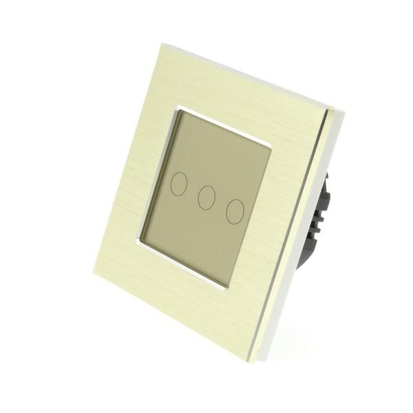 I LumoS PRO Gold Brushed Aluminium Frame & Gold Insert LED Smart Wi-Fi On/Off Touch Light Switches