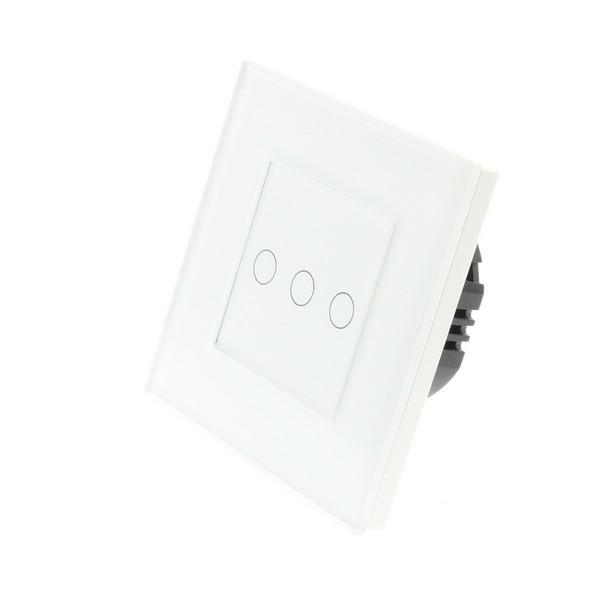 I LumoS PRO White Glass Frame & White Insert LED Smart Wi-Fi On/Off Touch Light Switches