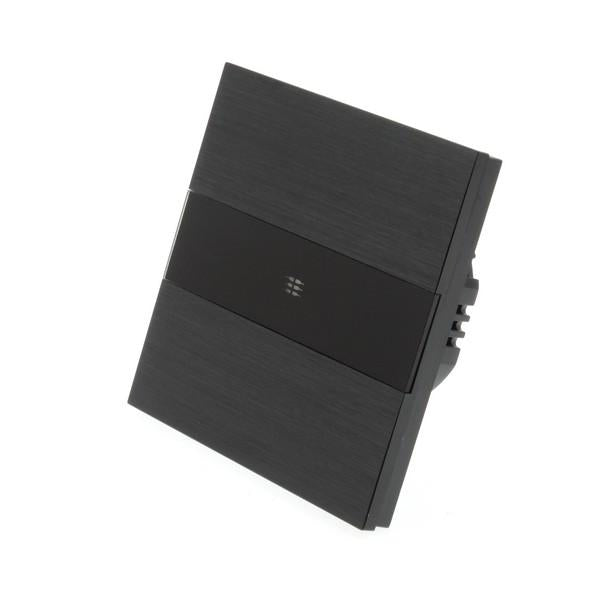 I LumoS PRO Black Brushed Aluminium Panel LED Smart Wi-Fi On/Off Touch Light Switches