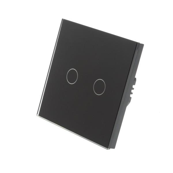 I LumoS PRO Black Glass Panel LED Smart Wi-Fi On/Off Touch Light Switches