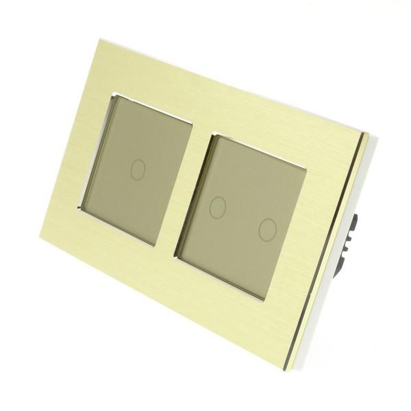 I LumoS PRO Gold Brushed Aluminium Frame & Gold Insert LED Smart Wi-Fi On/Off Touch Light Switches