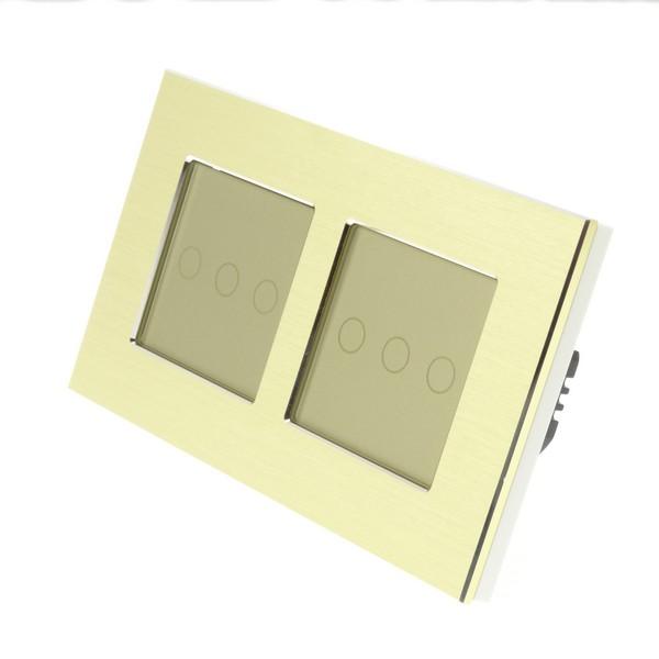 I LumoS PRO Gold Brushed Aluminium Frame & Gold Insert LED Smart Wi-Fi On/Off Touch Light Switches