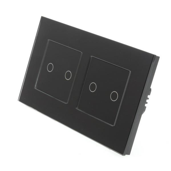 I LumoS PRO Black Glass Frame & Black Insert LED Smart Wi-Fi On/Off Touch Light Switches