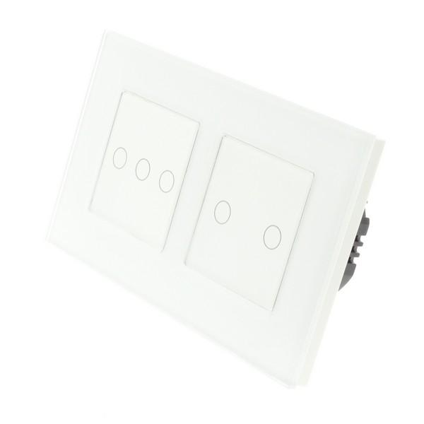 I LumoS PRO White Glass Frame & White Insert LED Smart Wi-Fi On/Off Touch Light Switches