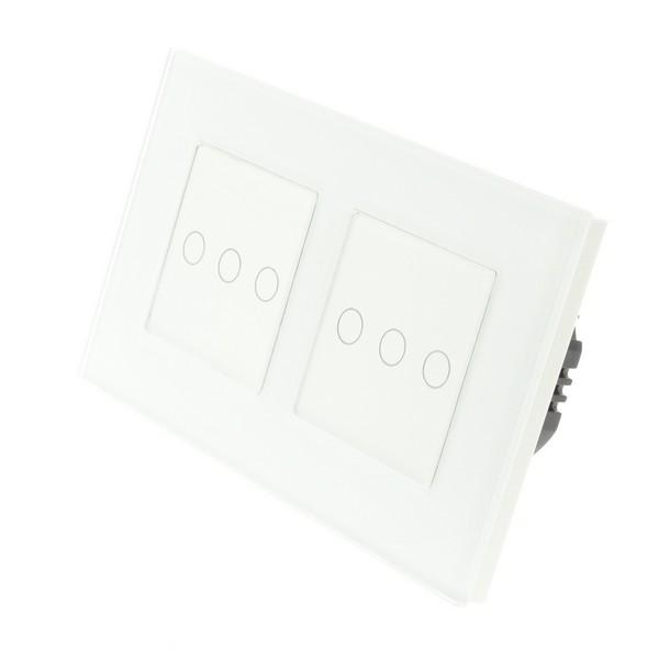 I LumoS PRO White Glass Frame & White Insert LED Smart Wi-Fi On/Off Touch Light Switches