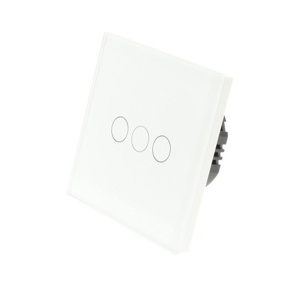I LumoS PRO White Glass Panel LED Smart Wi-Fi On/Off Touch Light Switches