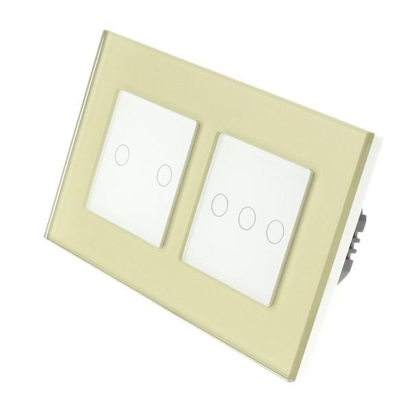 I LumoS PRO Gold Glass Frame & White Insert LED Smart Wi-Fi On/Off Touch Light Switches