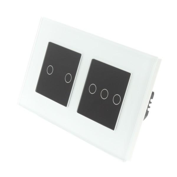 I LumoS PRO White Glass Frame & Black Insert LED Smart Wi-Fi On/Off Touch Light Switches