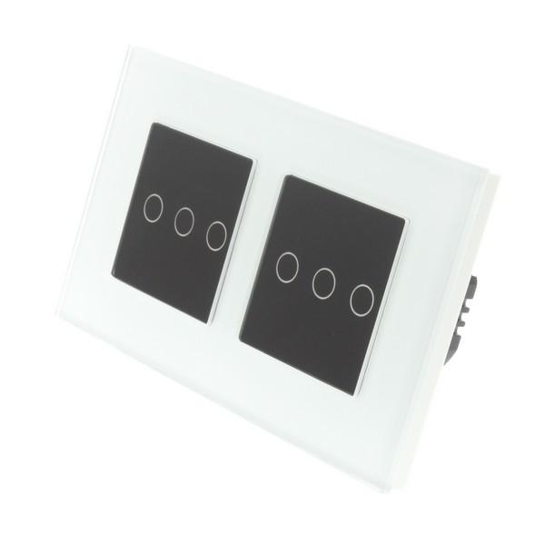 I LumoS PRO White Glass Frame & Black Insert LED Smart Wi-Fi On/Off Touch Light Switches