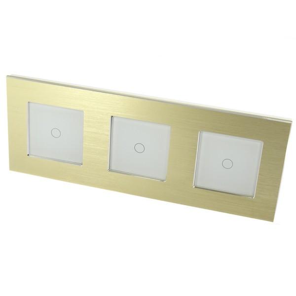 I LumoS PRO Gold Brushed Aluminium Frame & White Insert LED Smart Wi-Fi On/Off Touch Light Switches