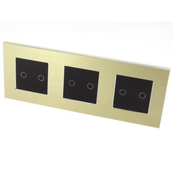 I LumoS PRO Gold Brushed Aluminium Frame & Black Insert LED Smart Wi-Fi On/Off Touch Light Switches