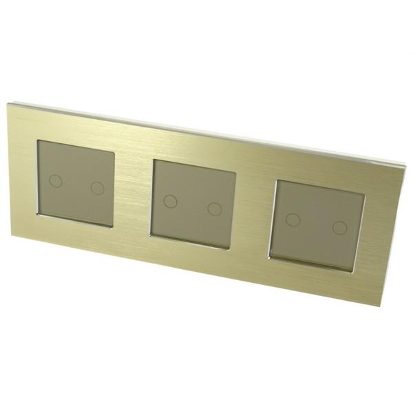 I LumoS PRO Gold Brushed Aluminium Frame & Gold Insert LED Smart Wi-Fi On/Off Touch Light Switches